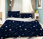 3D Hand Drawn Black Space Star Quilt Cover Set Bedding Set Duvet Cover Pillowcases 68- Jess Art Decoration