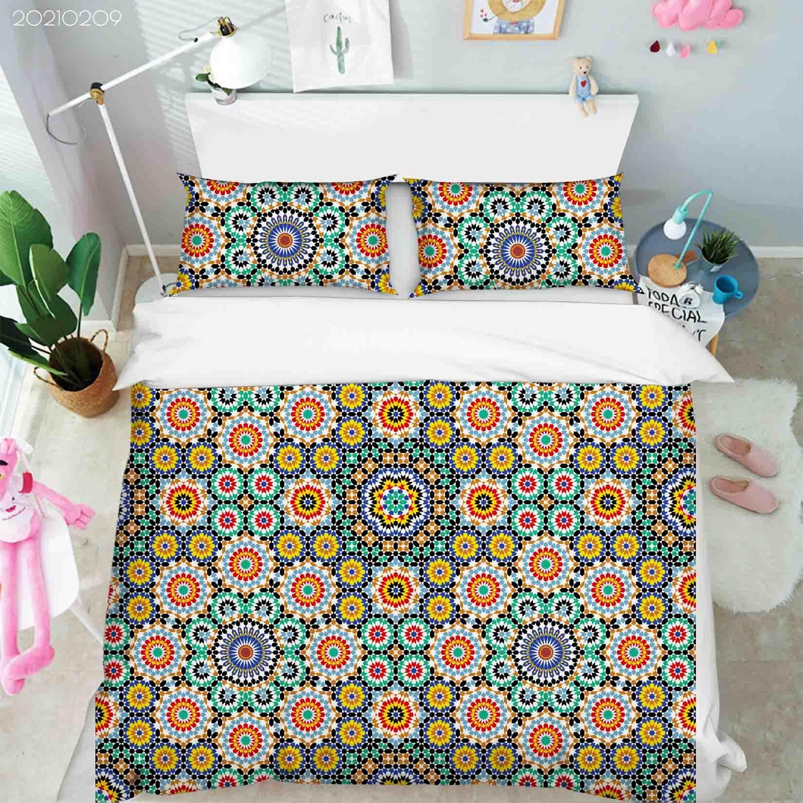 3D Abstract Geometric Floral Quilt Cover Set Bedding Set Duvet Cover Pillowcases 215- Jess Art Decoration