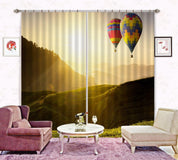 3D Landscape Mountain Green Plant Sunset Hot Air Balloon Curtains and Drapes GD 4911- Jess Art Decoration