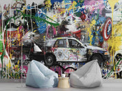 3D Graffiti Car Hero Wall Mural Wallpaper WJ 5143- Jess Art Decoration