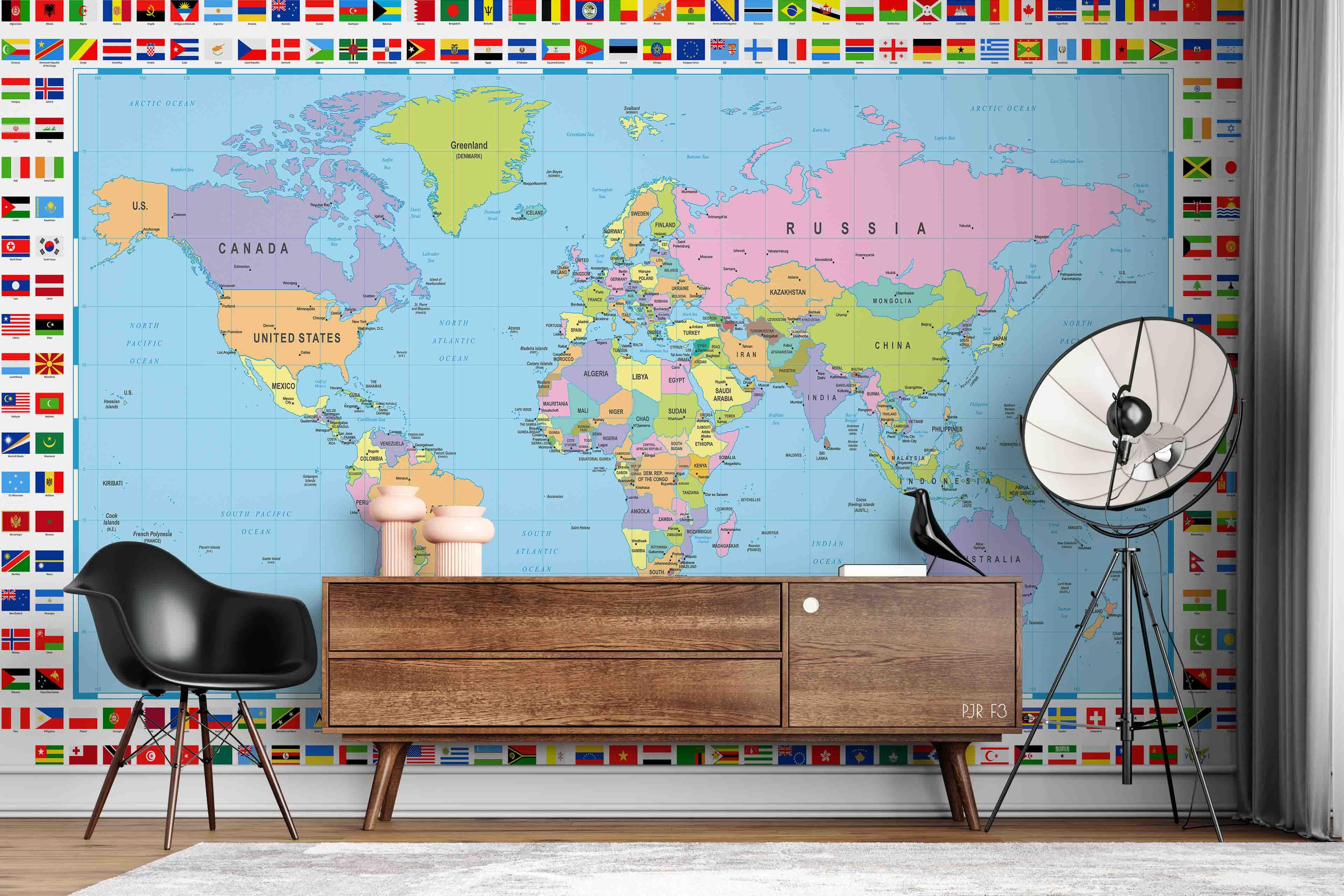 3D Country World Map Wall Mural Wallpaper LXL 667- Jess Art Decoration