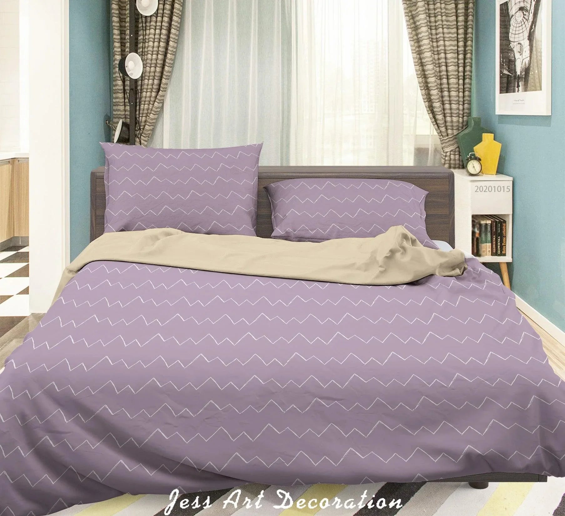 3D Lines Pattern Quilt Cover Set Bedding Set Duvet Cover Pillowcases WJ 9687- Jess Art Decoration