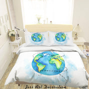 3D Watercolor Blue Earth Quilt Cover Set Bedding Set Pillowcases 124- Jess Art Decoration