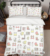 3D Cartoon Sports Equipment Note Fruits Quilt Cover Set Bedding Set Pillowcases 45- Jess Art Decoration