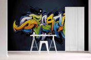 Graffiti Alphabet Pattern Wallpaper typography graffiti wall mural for teen room or studio - view 2