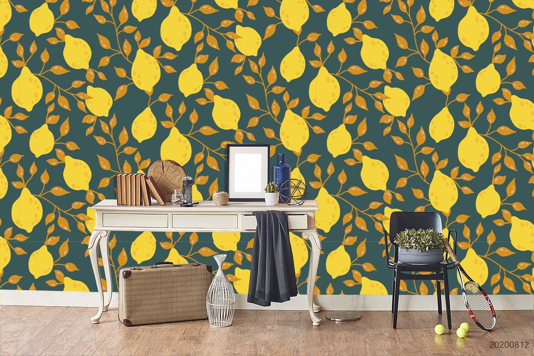 3D Hand Sketching Vintage Lemon Wall Mural Wallpaper LXL 1096- Jess Art Decoration