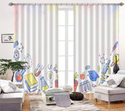 3D Cartoon School Supplies Curtains and Drapes LQH 93- Jess Art Decoration