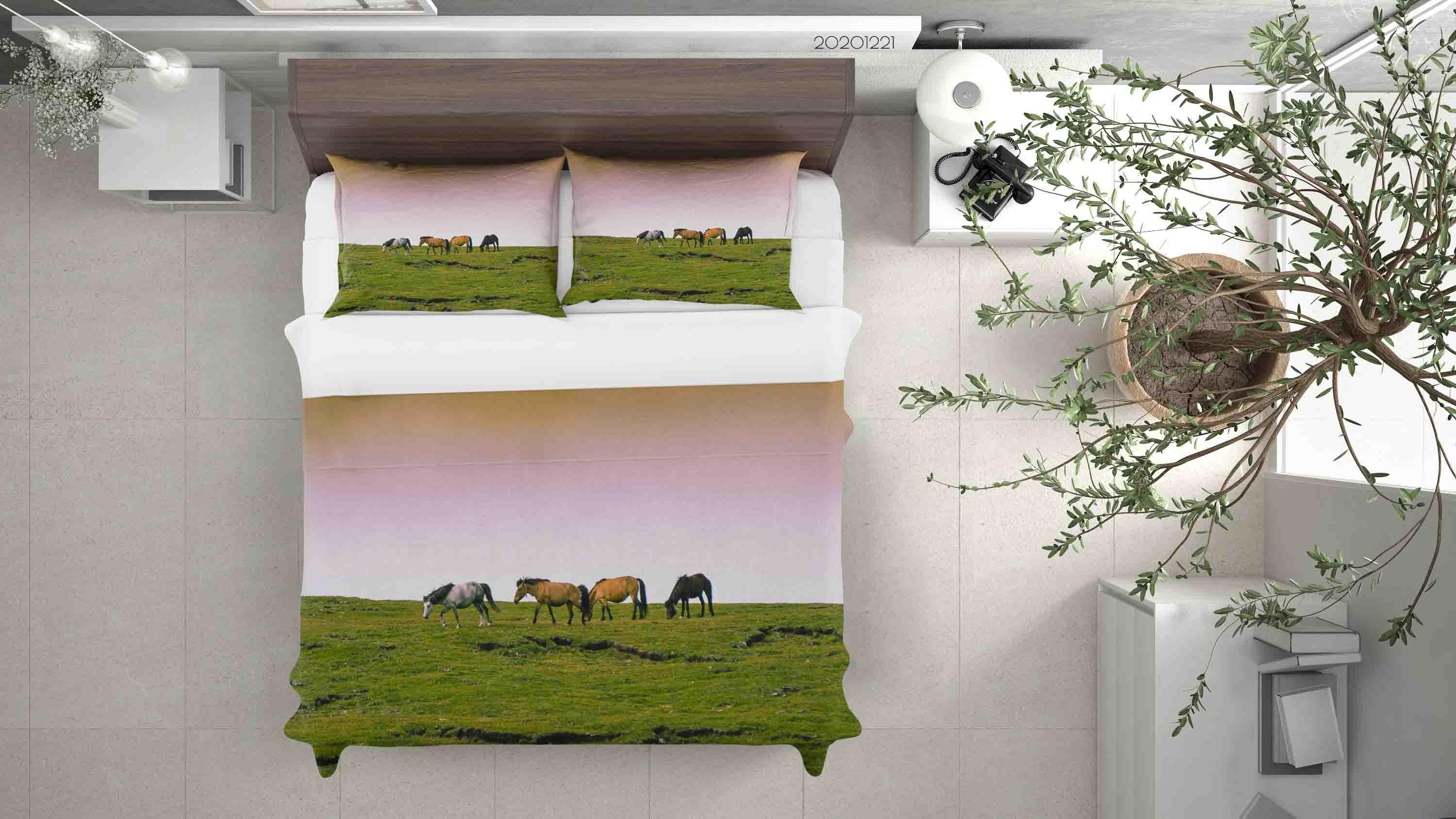 3D Horse Meadow Sky Quilt Cover Set Bedding Set Duvet Cover Pillowcases 215 LQH- Jess Art Decoration