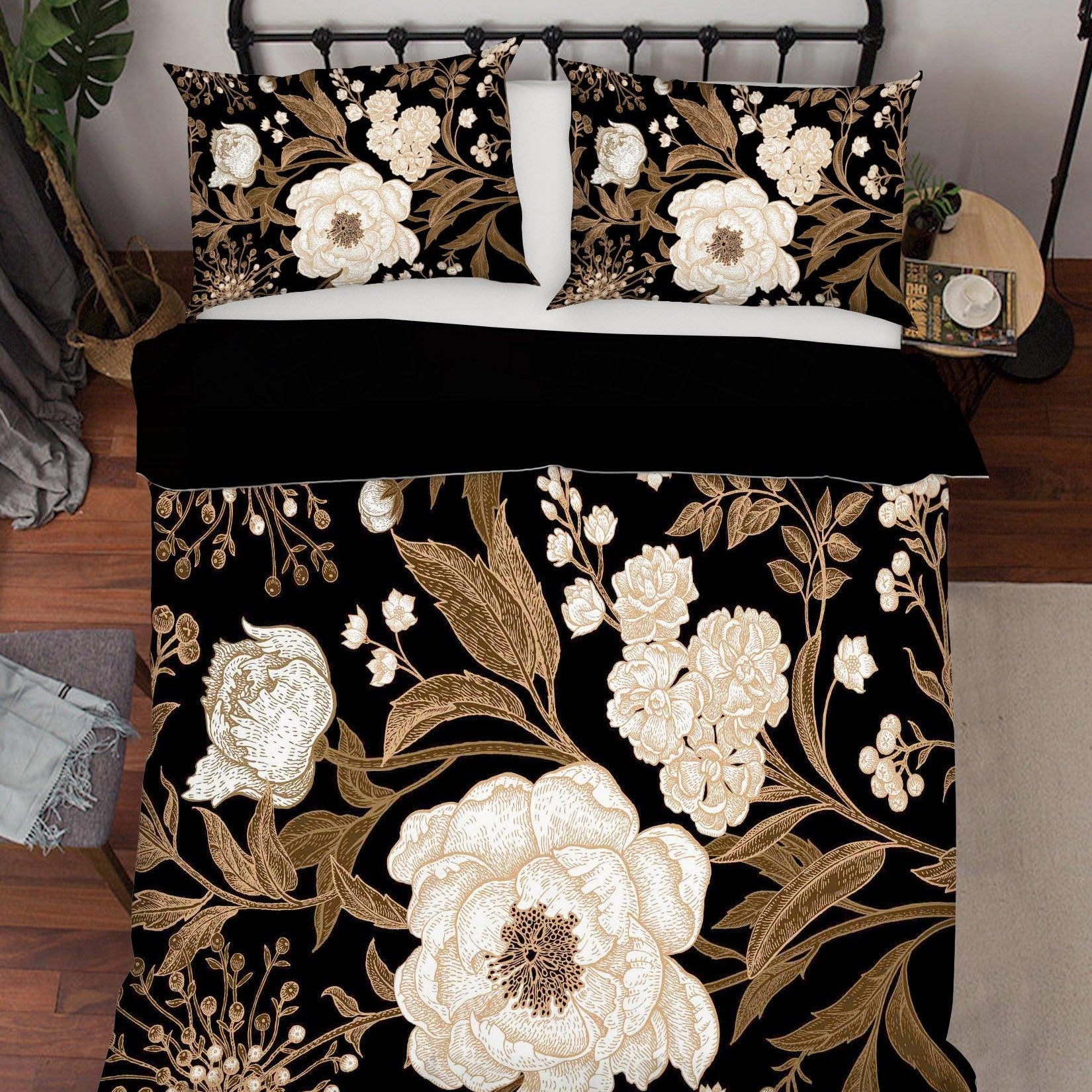 3D White Floral Leaves Quilt Cover Set Bedding Set Pillowcases 22- Jess Art Decoration
