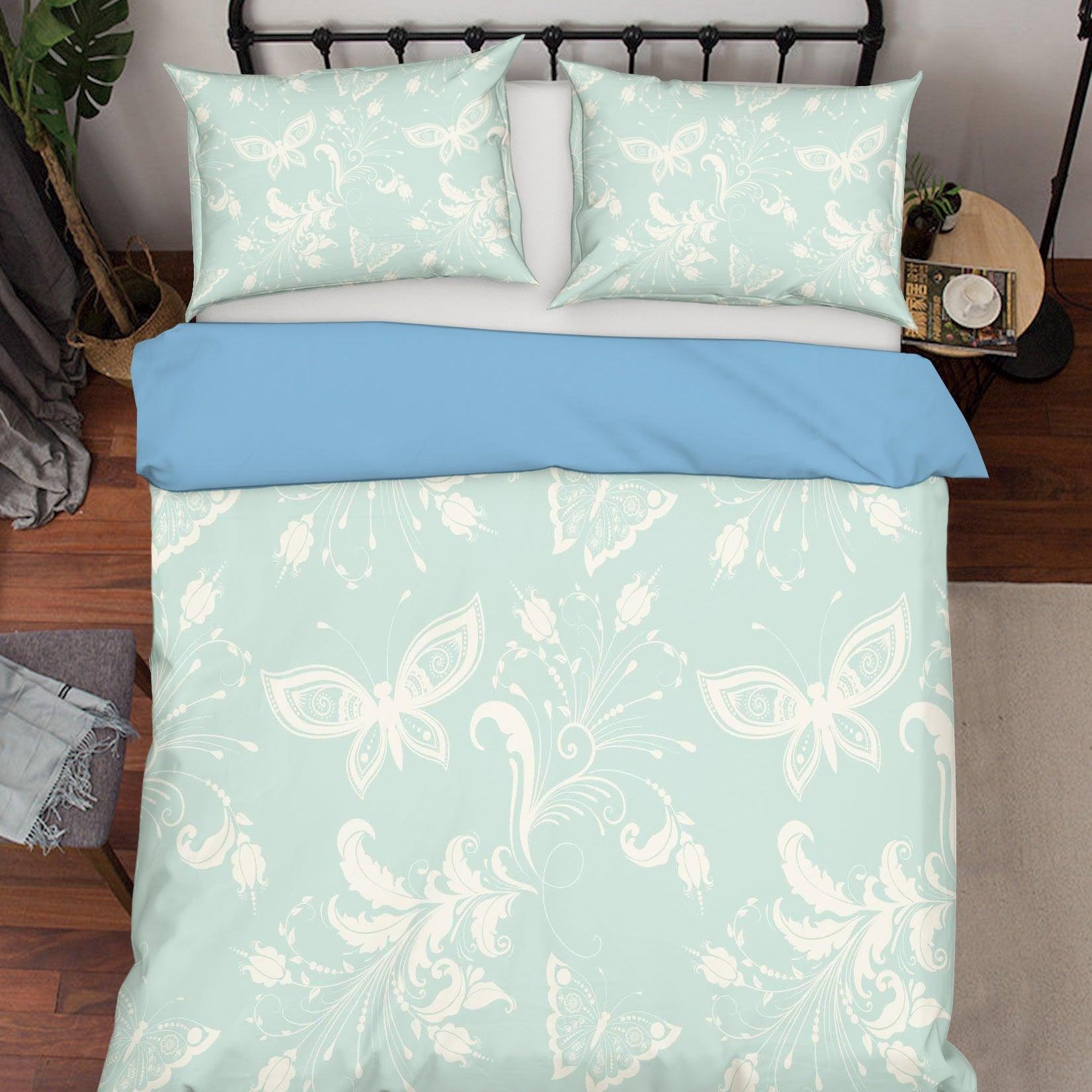 3D White Butterfly Pattern Quilt Cover Set Bedding Set Pillowcases 10- Jess Art Decoration