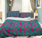 3D Green Leaves Pattern Quilt Cover Set Bedding Set Duvet Cover Pillowcases WJ 1358- Jess Art Decoration