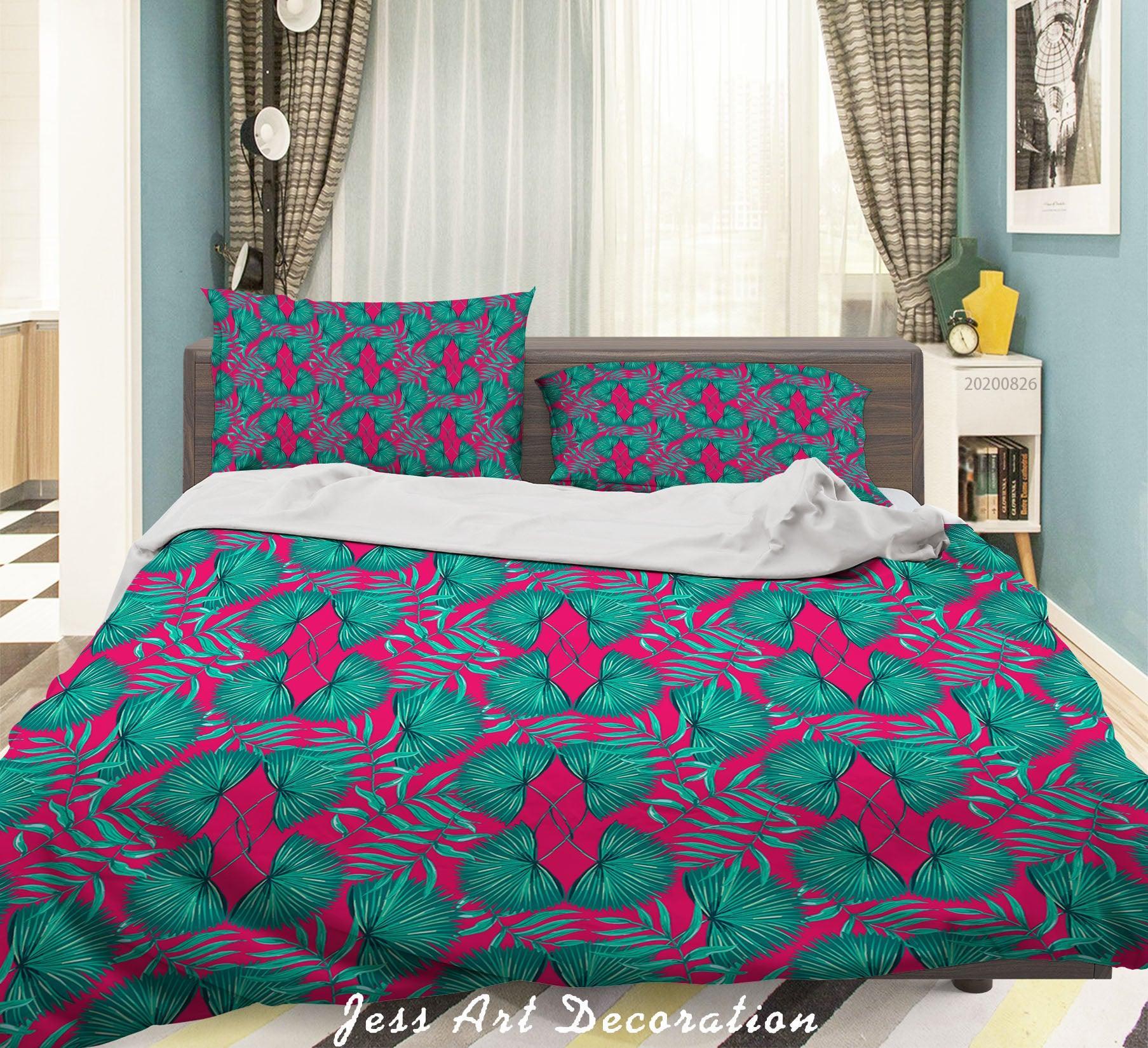 3D Green Leaves Pattern Quilt Cover Set Bedding Set Duvet Cover Pillowcases WJ 1358- Jess Art Decoration