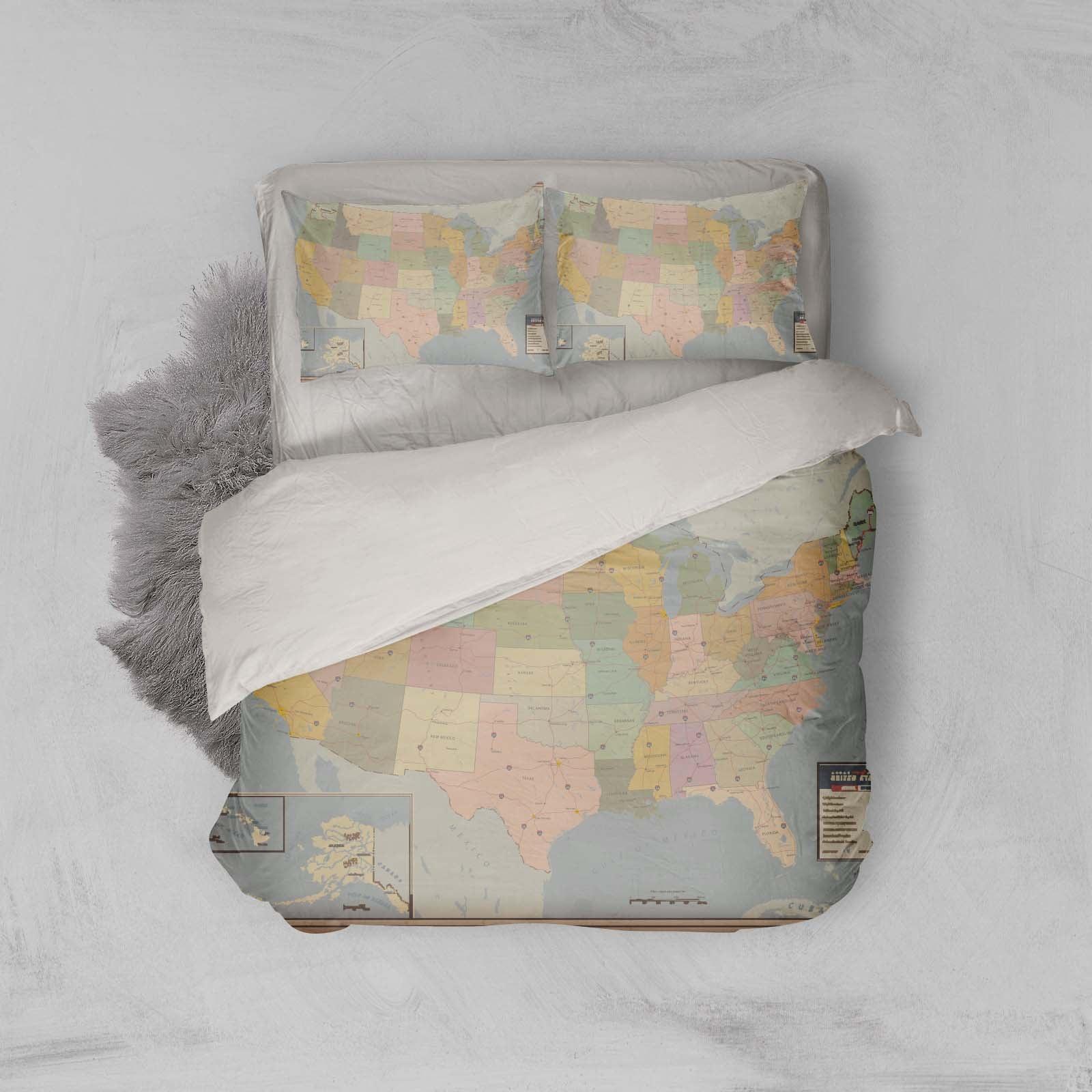 3D Retro World Map Quilt Cover Set Bedding Set Pillowcases 06- Jess Art Decoration