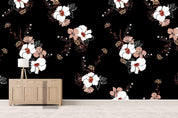 3D black white flowers pattern background wall mural wallpaper 27- Jess Art Decoration