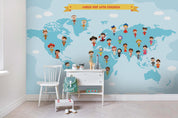 3D Blue World Map Wall Mural Wallpaper 64- Jess Art Decoration