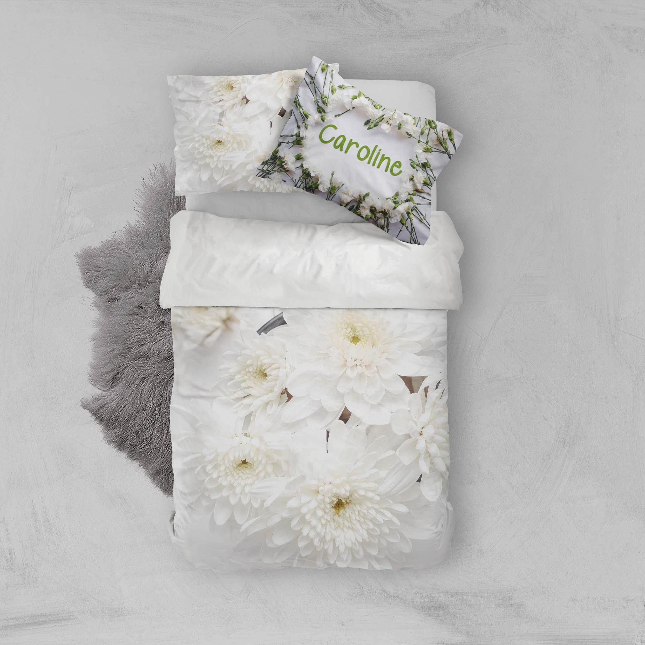 3D White Chrysanthemum Quilt Cover Set Bedding Set Pillowcases 75- Jess Art Decoration