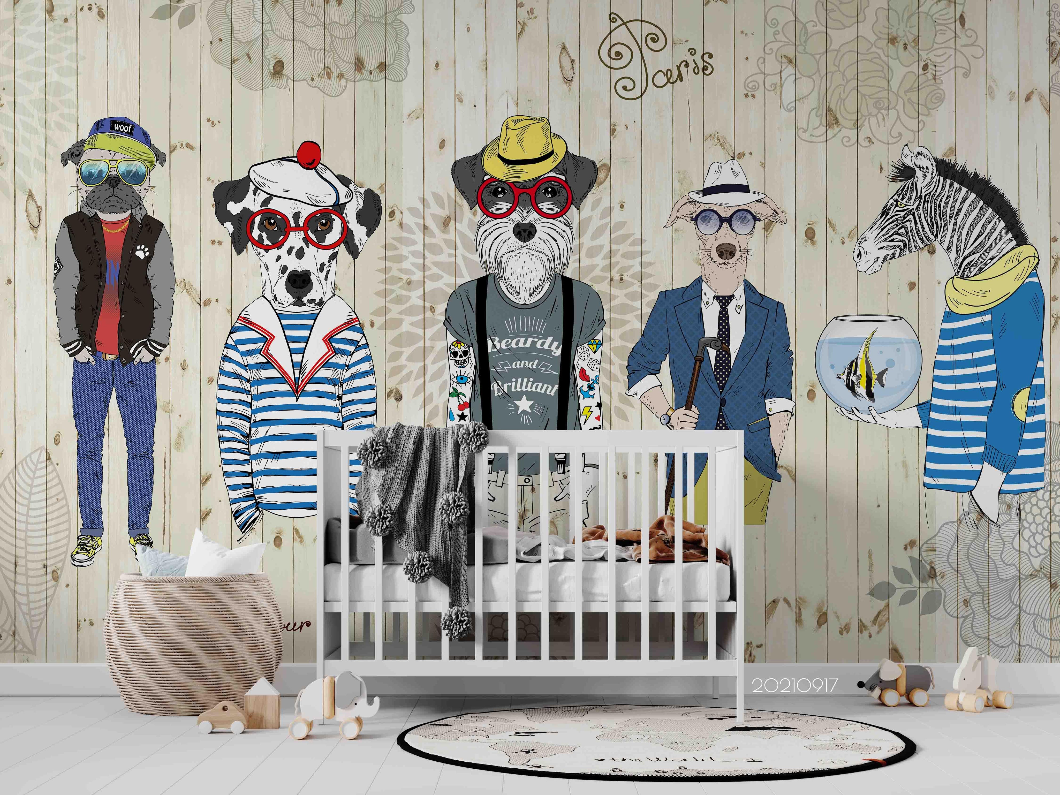 3D Fashion Animal Wood Board Wall Mural Wallpaper LQH 32- Jess Art Decoration