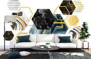 3D Geometric Hexagon Marble Wall Mural Wallpaper LQH 372- Jess Art Decoration