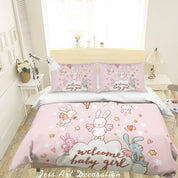 3D Cartoon Rabbit Pink Quilt Cover Set Bedding Set Pillowcases 59- Jess Art Decoration