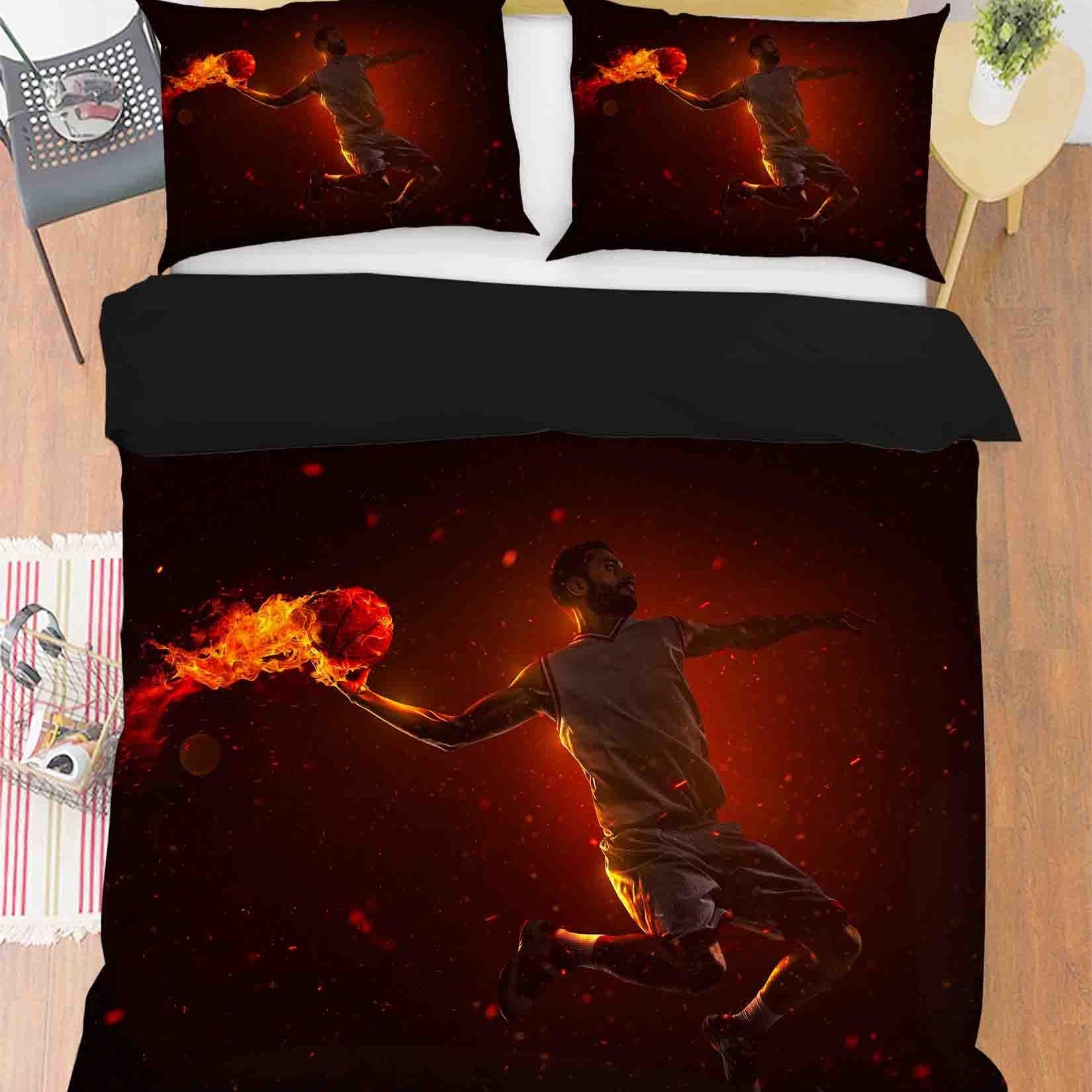 3D Sports Basketball Dunk Quilt Cover Set Bedding Set Duvet Cover Pillowcases 226- Jess Art Decoration