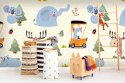 3D cartoon elephant wall mural wallpaper 07- Jess Art Decoration