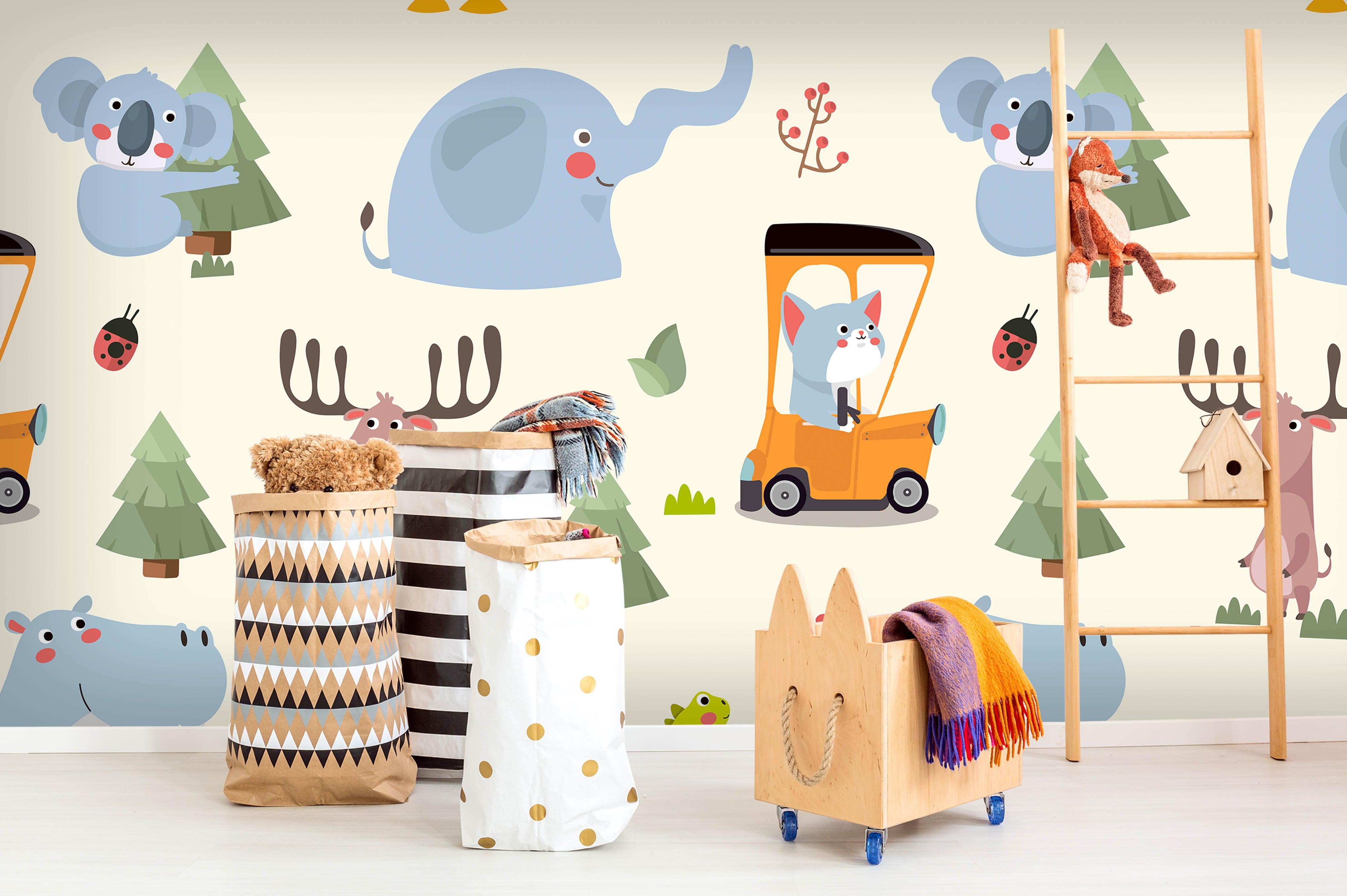 3D cartoon elephant wall mural wallpaper 07- Jess Art Decoration