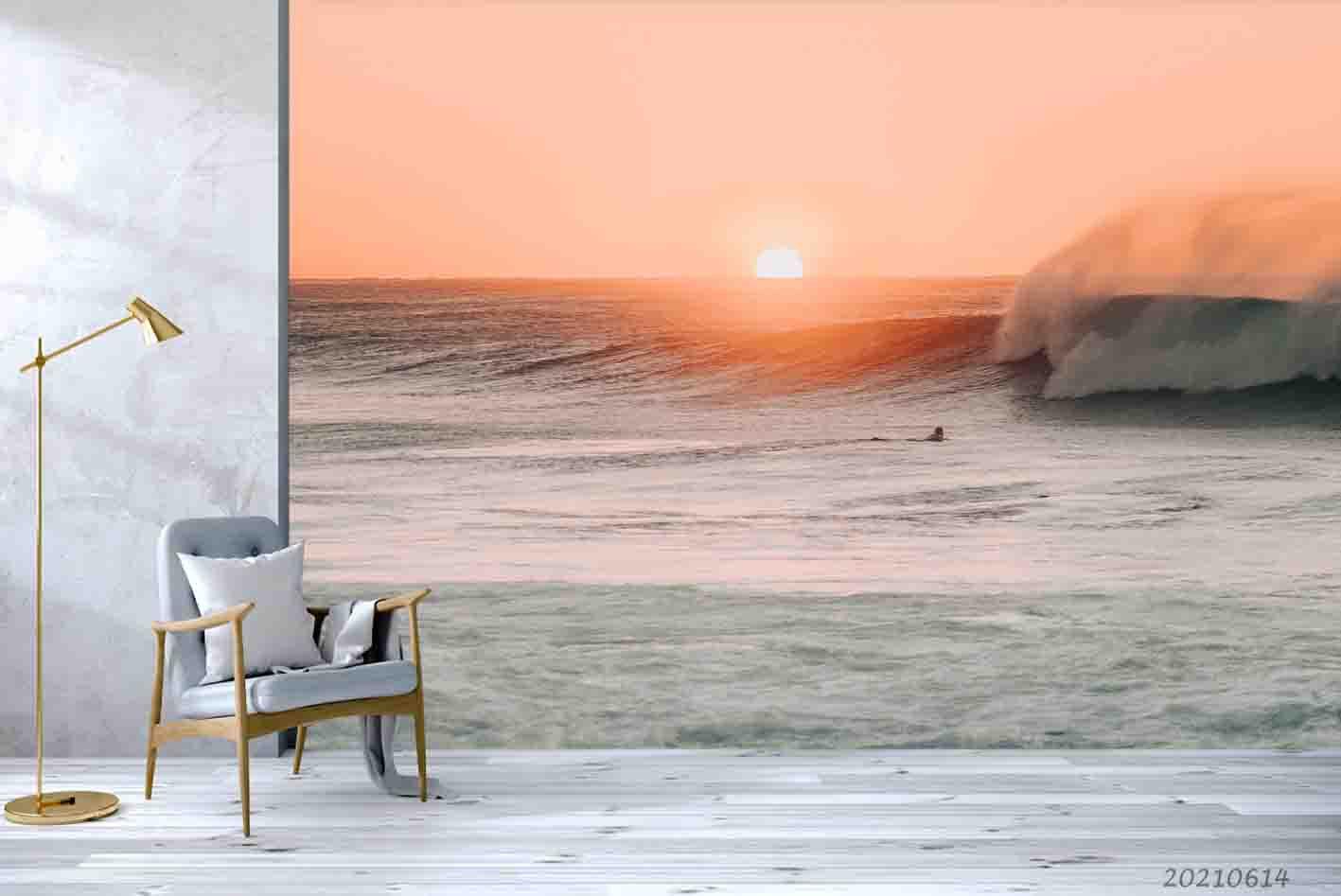 3D  Sunrise Scenery Sea Waves Wall Mural Wallpaper SWW2409- Jess Art Decoration