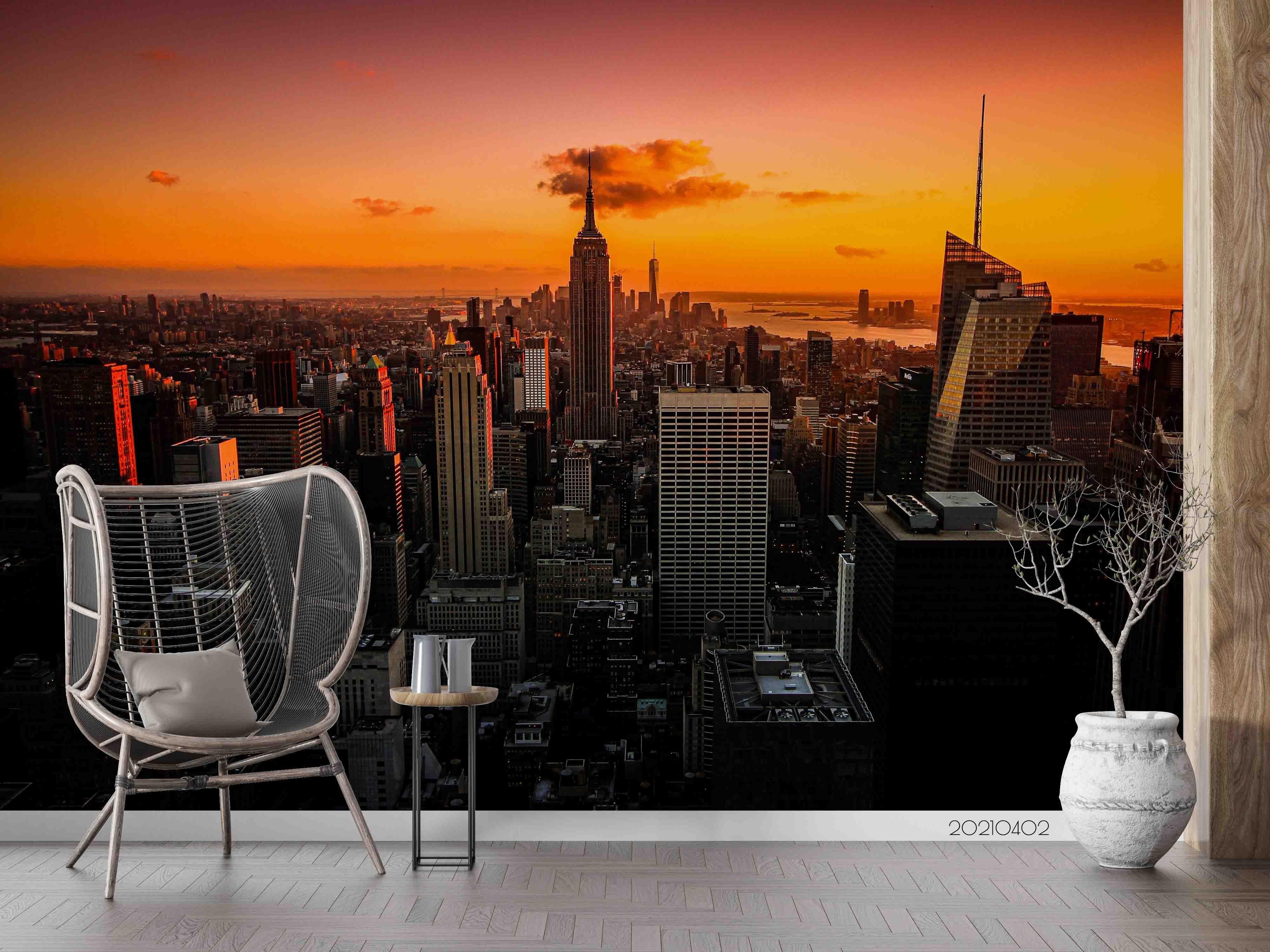 3D Architecture City Sunset Sky Wall Mural Wallpaper LQH 105- Jess Art Decoration