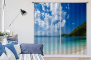 3D Landscape Ocean Beach Mountain Sky Curtains and Drapes GD 3568- Jess Art Decoration