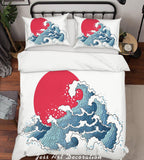 3D Abstract Waves Red Sun Quilt Cover Set Bedding Set Pillowcases 35- Jess Art Decoration