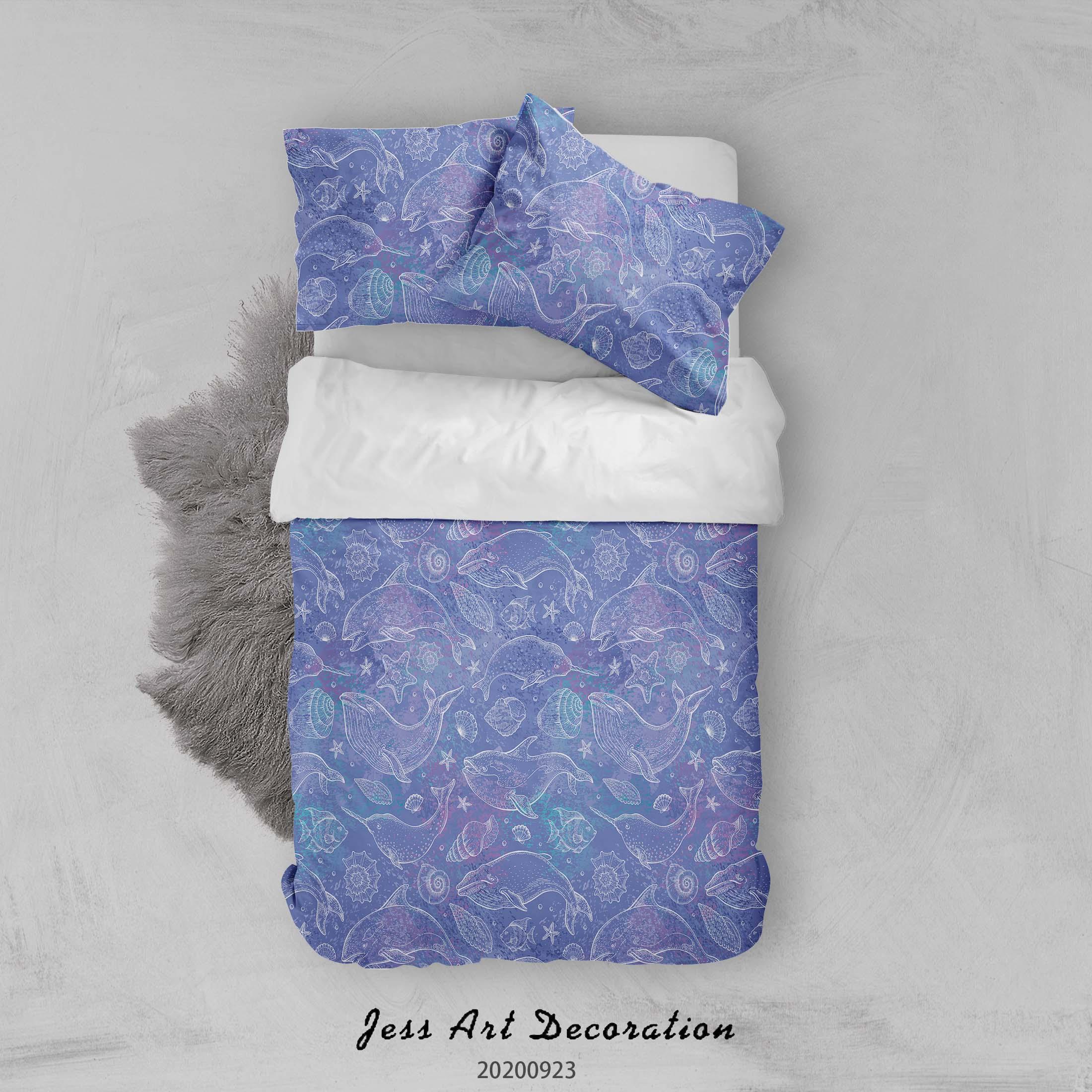 3D Whales Seashell Quilt Cover Set Bedding Set Duvet Cover Pillowcases WJ 6398- Jess Art Decoration