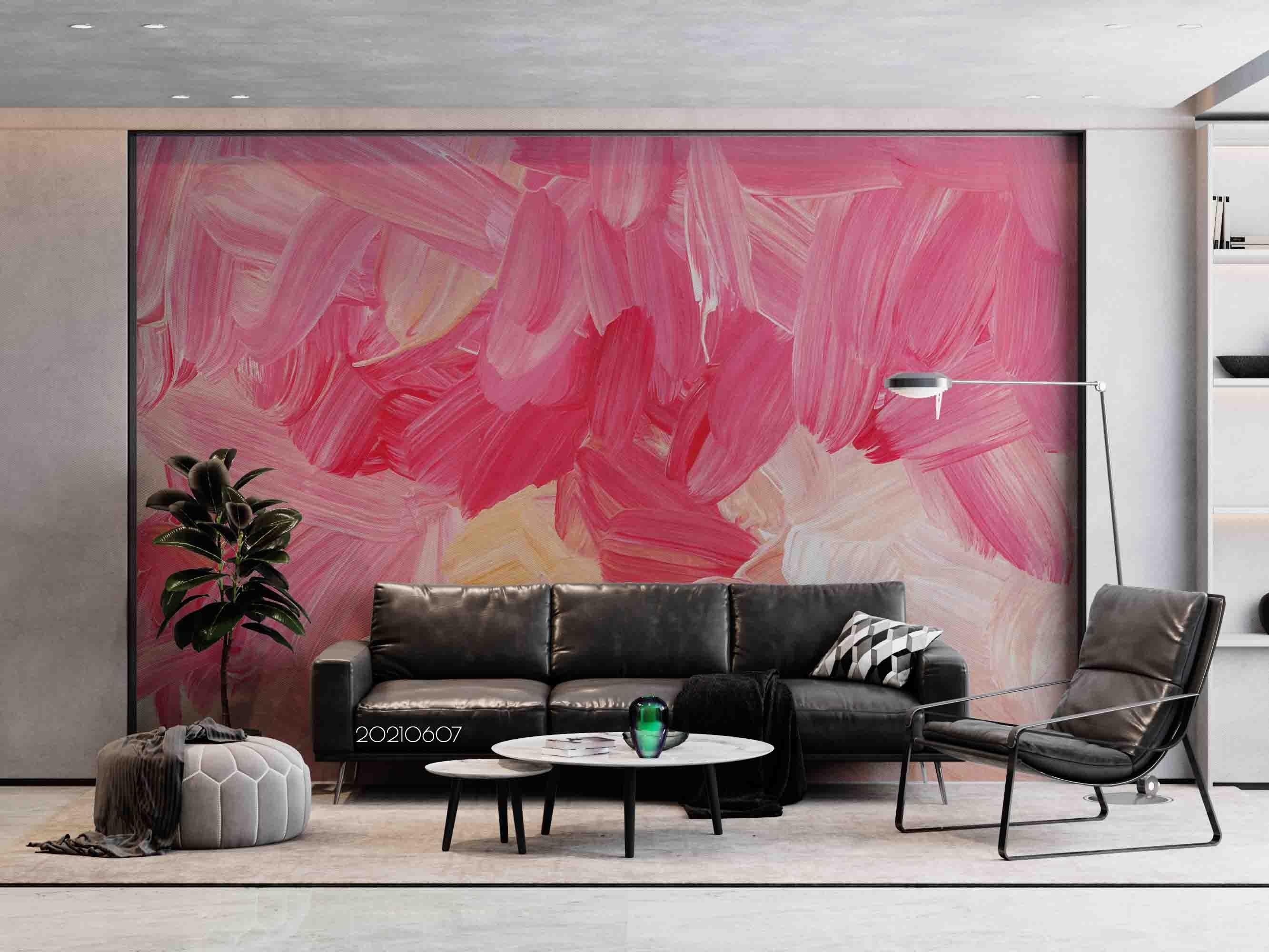 3D Abstract  Pastel Brush White Pink Wall Mural Wallpaper SWW607- Jess Art Decoration