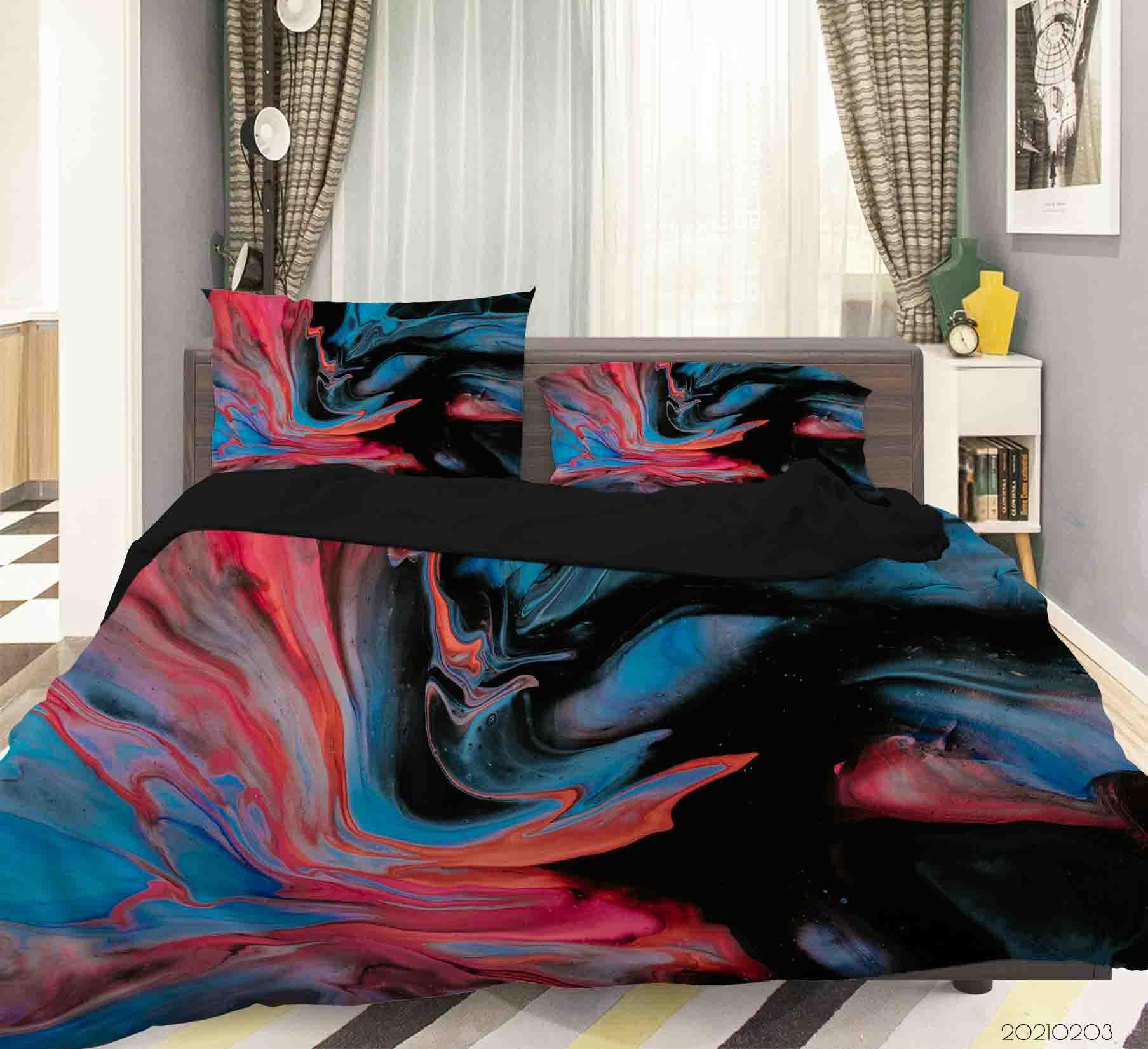 3D Abstract Colorful Marble Texture Quilt Cover Set Bedding Set Duvet Cover Pillowcases 81- Jess Art Decoration