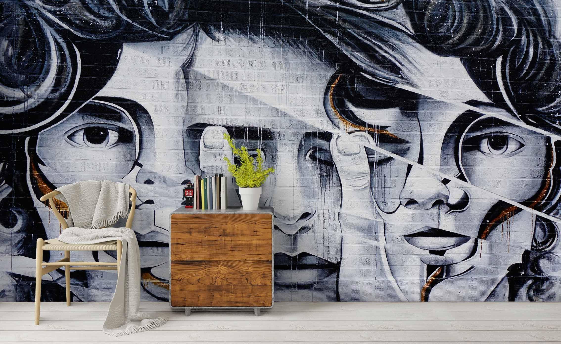3D Hand Painted Figure Head Wall Mural Wallpaper 19- Jess Art Decoration