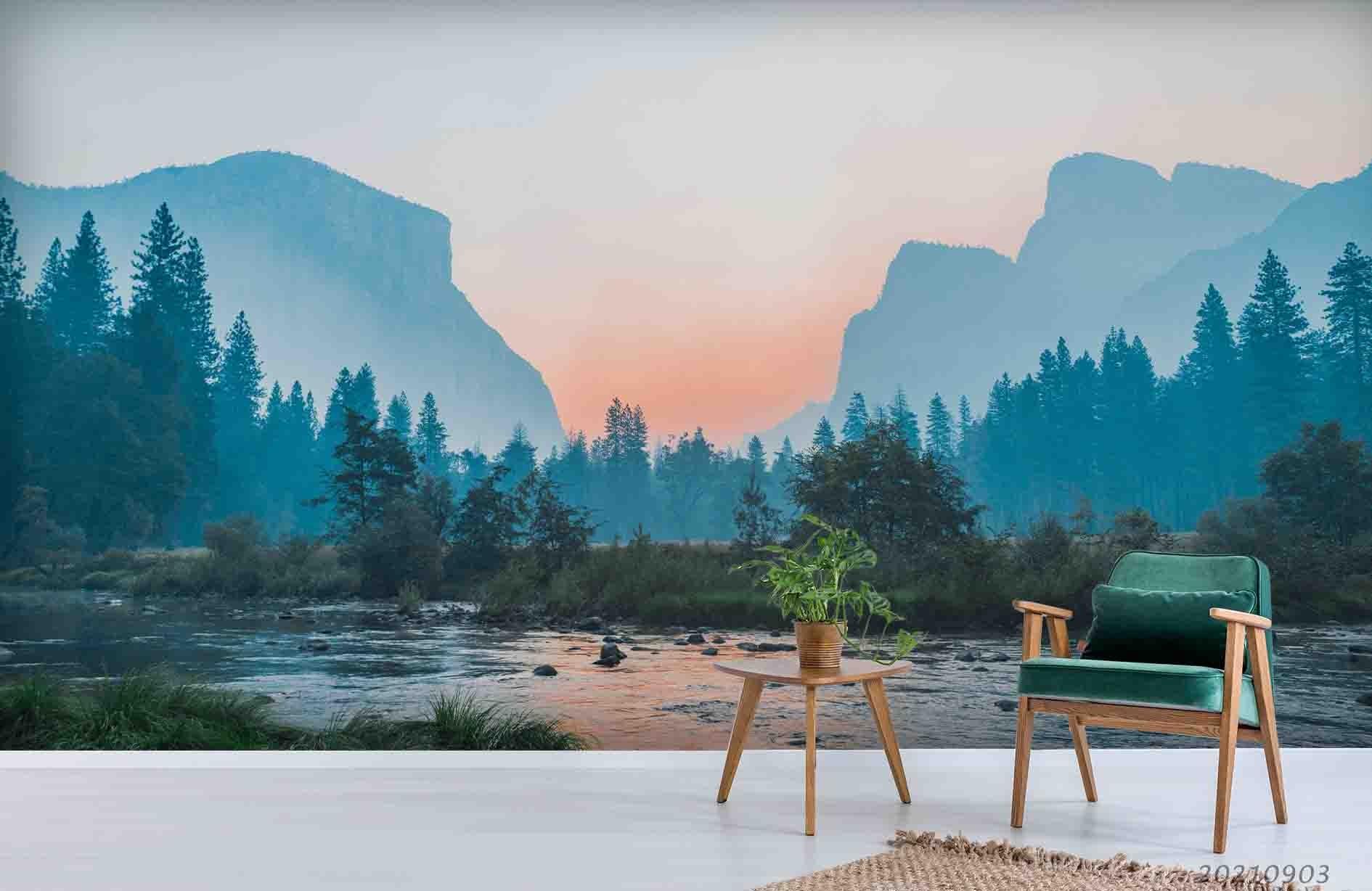 3D Sky Forest River Landscape Wall Mural Wallpaper LQH 102- Jess Art Decoration