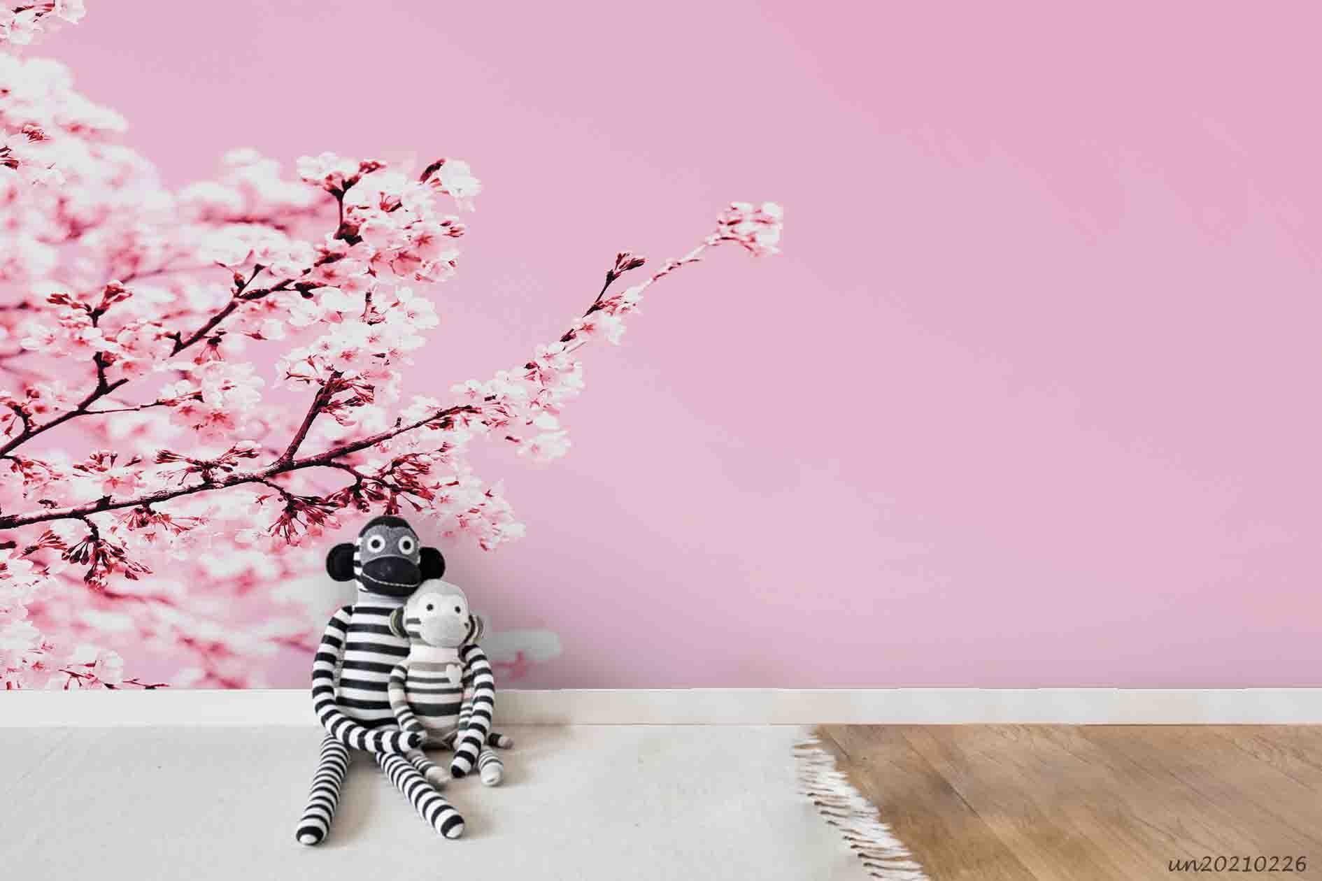 3D Pink Sakura Floral Wall Mural Wallpaper LQH 51- Jess Art Decoration