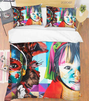 3D Abstract Color Children Graffiti Quilt Cover Set Bedding Set Duvet Cover Pillowcases 138- Jess Art Decoration