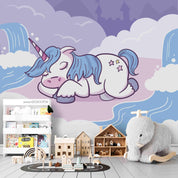 3D Cartoon Sleeping Unicorn Wall Mural Wallpaper LXL 204- Jess Art Decoration