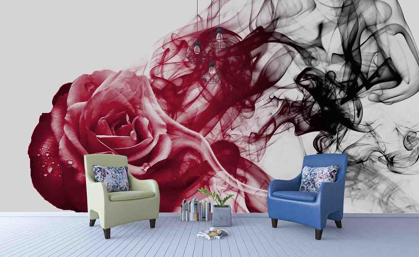 3D Watercolor Red Rose Wall Mural Wallpaper 78- Jess Art Decoration