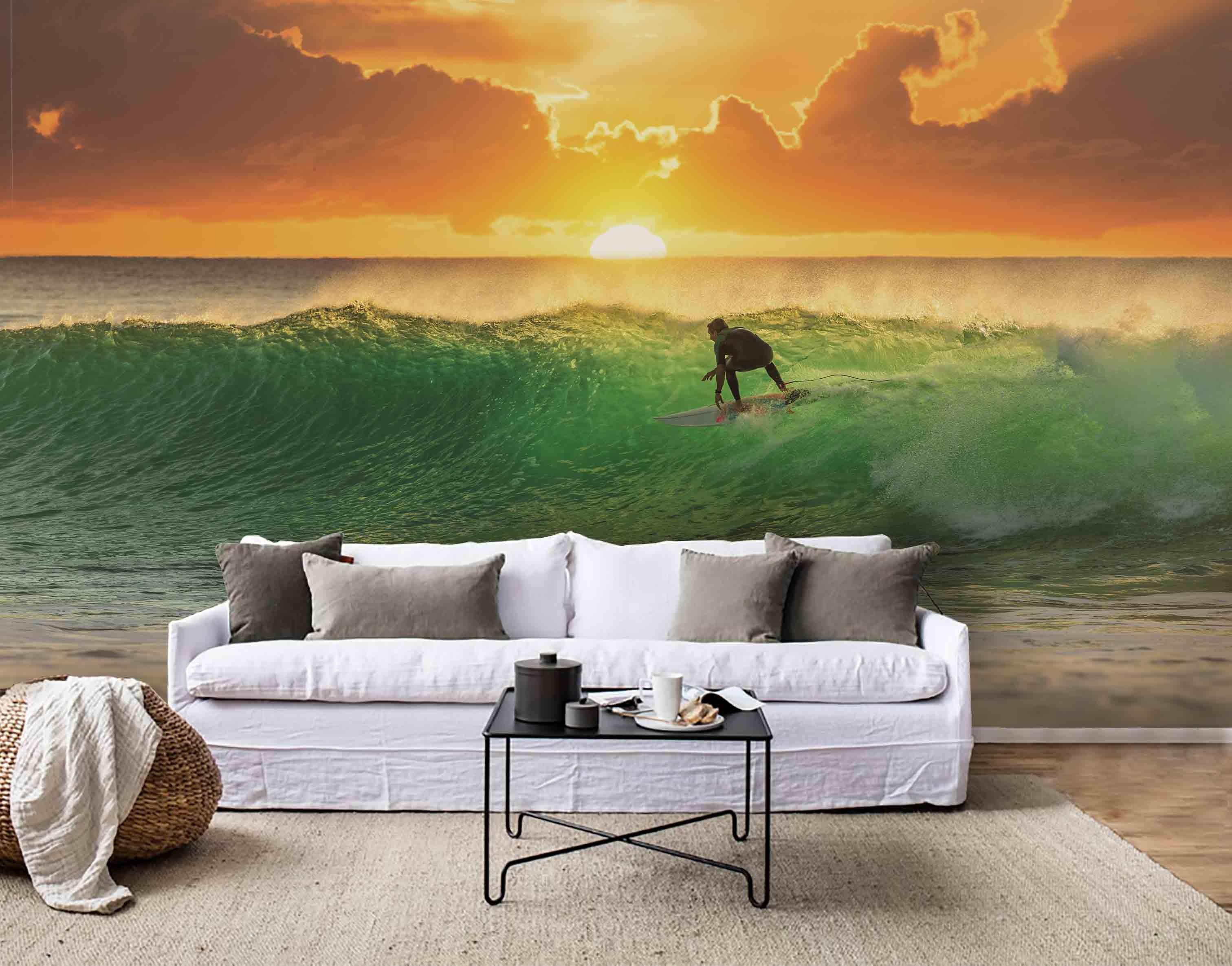3D Sunset Surf Sea Wave Wall Mural Wallpaper 130- Jess Art Decoration
