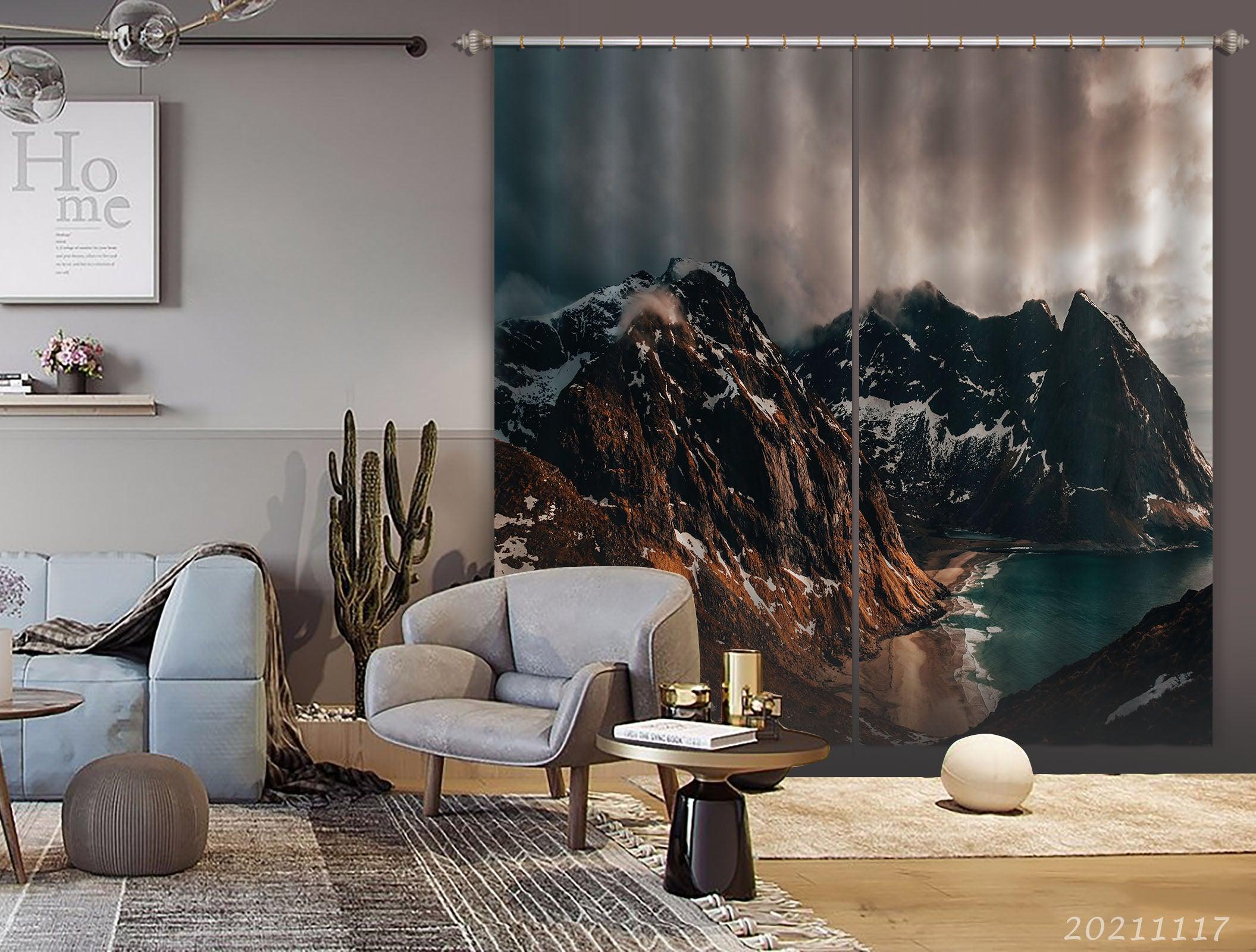 3D Sky Mountain Sea Nature Landscape Curtains and Drapes LQH 169- Jess Art Decoration