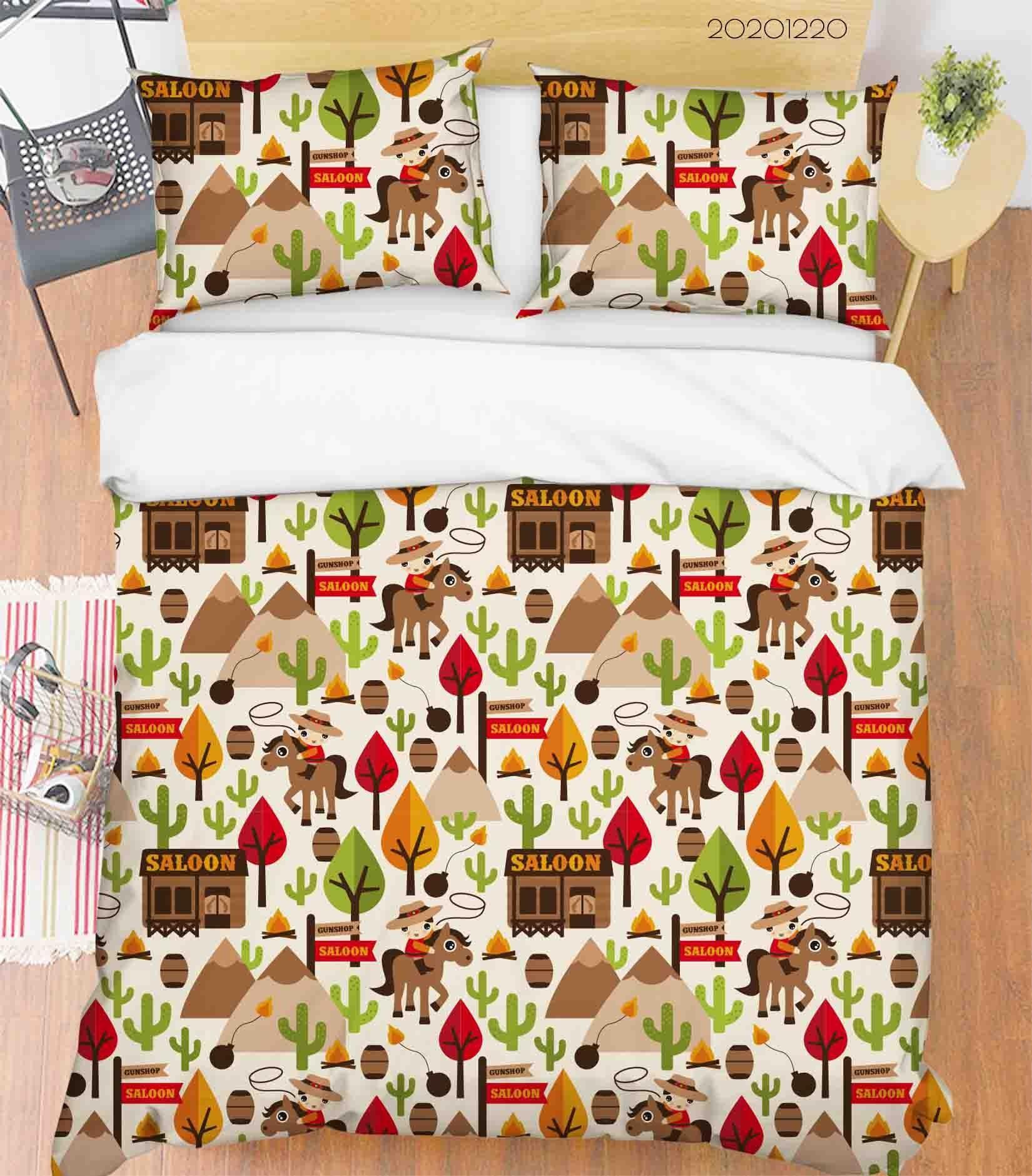 3D Hand Drawn Tent Forest Cactus Quilt Cover Set Bedding Set Duvet Cover Pillowcases 54- Jess Art Decoration