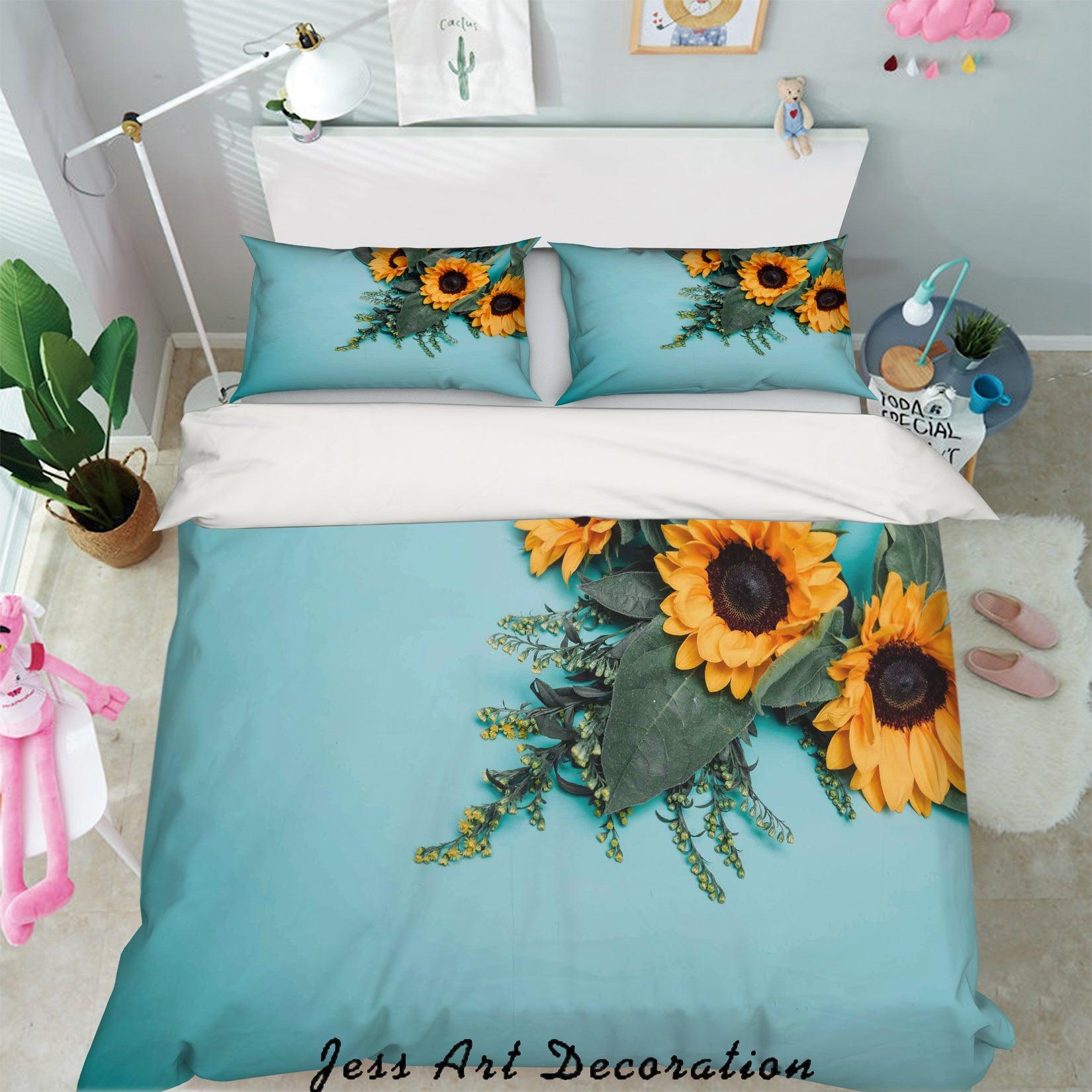 3D Yellow Daisy Floral Quilt Cover Set Bedding Set Pillowcases 83- Jess Art Decoration