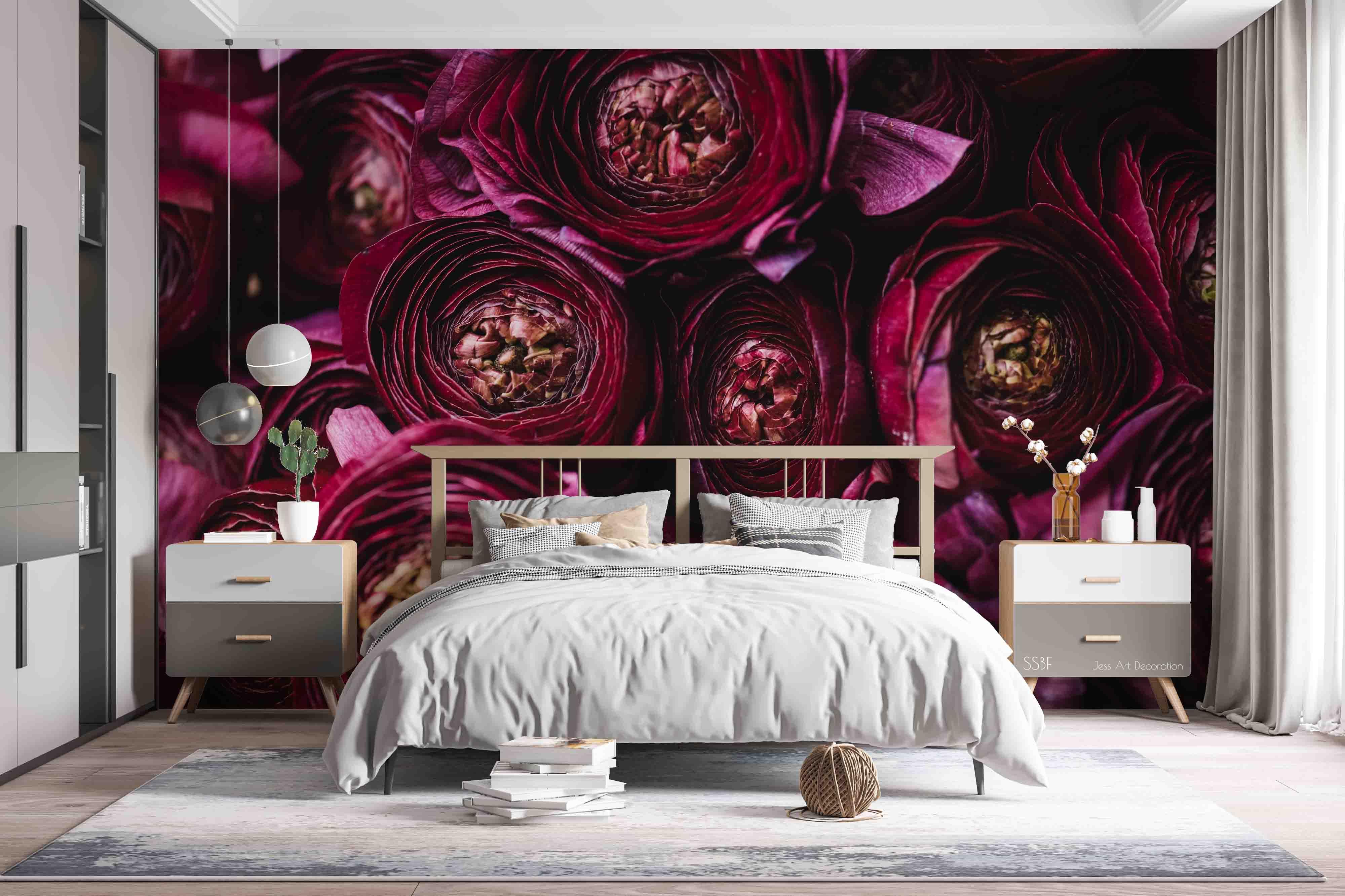 3D Vintage Idyllic Pink Flowers Pattern Wall Mural Wallpaper GD 3607- Jess Art Decoration