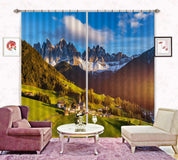 3D Landscape Mountain Green Woods Meadow Town Curtains and Drapes GD 4863- Jess Art Decoration