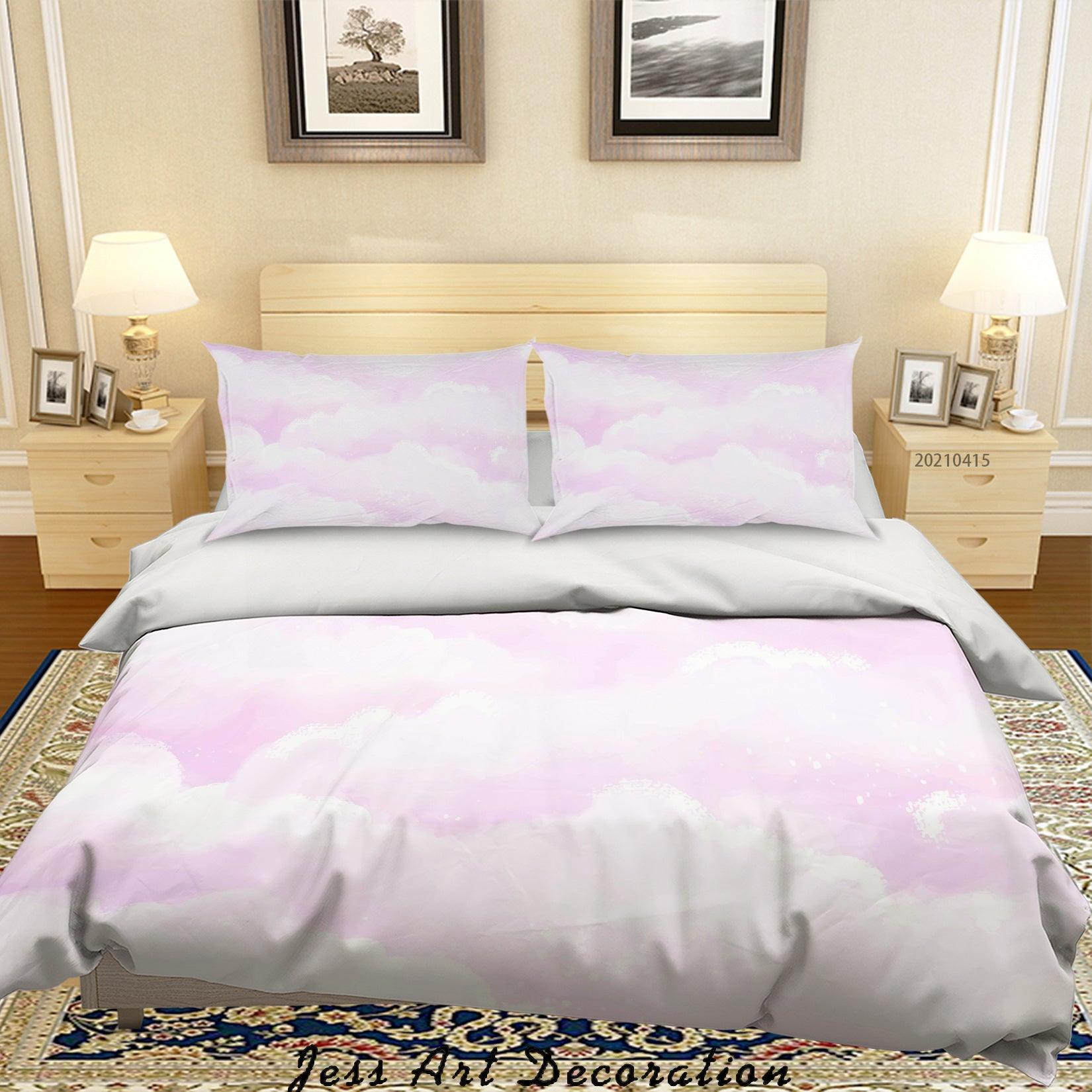 3D Watercolor Pink Cloud Quilt Cover Set Bedding Set Duvet Cover Pillowcases 115- Jess Art Decoration