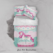 3D Carousel Unicorn Quilt Cover Set Bedding Set Duvet Cover Pillowcases SF138- Jess Art Decoration