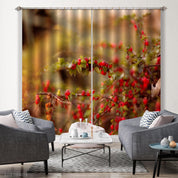 3D Autumn Branch Red Fruit Curtains and Drapes GD 3181- Jess Art Decoration
