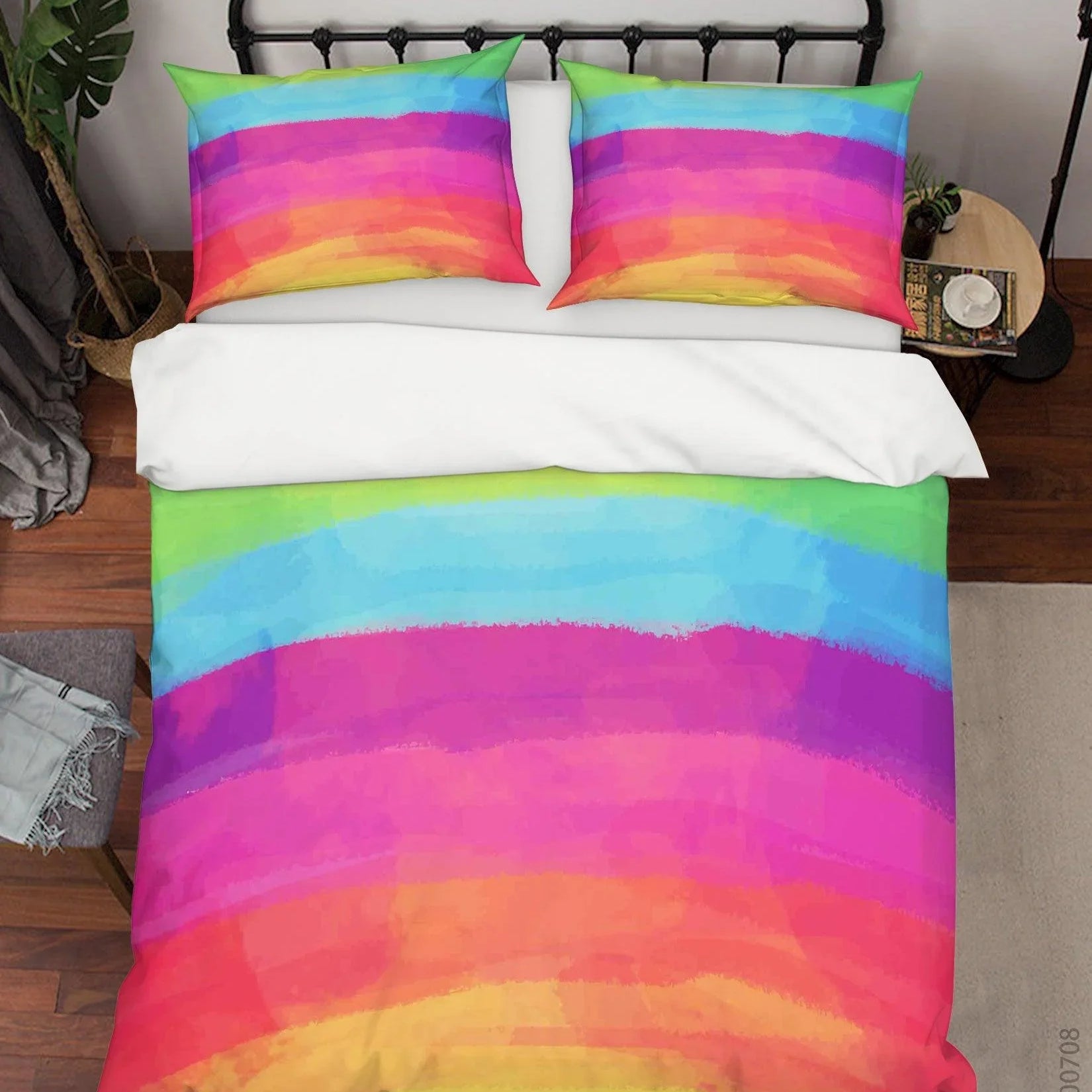 3D Watercolor Rainbow Quilt Cover Set Bedding Set Duvet Cover Pillowcases SF20- Jess Art Decoration