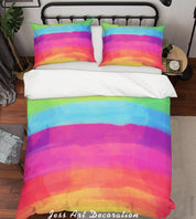 3D Watercolor Rainbow Quilt Cover Set Bedding Set Duvet Cover Pillowcases SF20- Jess Art Decoration